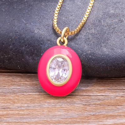 Collier pendentif ovale micro-pavé anti-ternissement avec chaîne solide - 5