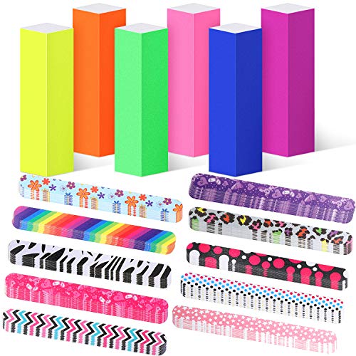 36 Pieces Nail Files and Buffer Sets Nail Art Manicure Kit Shiner Polisher Rectangular Art Care Buffer Block and Grit Double-sided Nail Files for Home and Salon Use Nail File Set for Women Girls