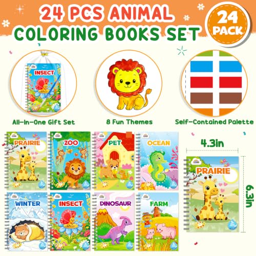 Image of ZMLM 24 Pack Animals Coloring Books - Birthday Party Favors for Kids 4-8