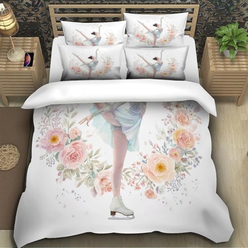 Parure de lit microfibre 200x200cm motif plumes avec housse de couette