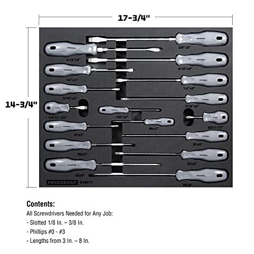 Powerbuilt 949017 17Pc, 17 Piece Master Screwdriver Kit(Acetate Handle), Black #TOP1