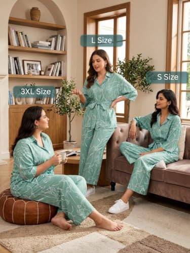 Image of Leriya Fashion Women's Rayon Co Ord Set For Women Stylish Abstract Printed | Regular Fit Shirt Top & Wide Leg Pants | Stylish Casual, Party & Vacation Wear Two Piece Outfit