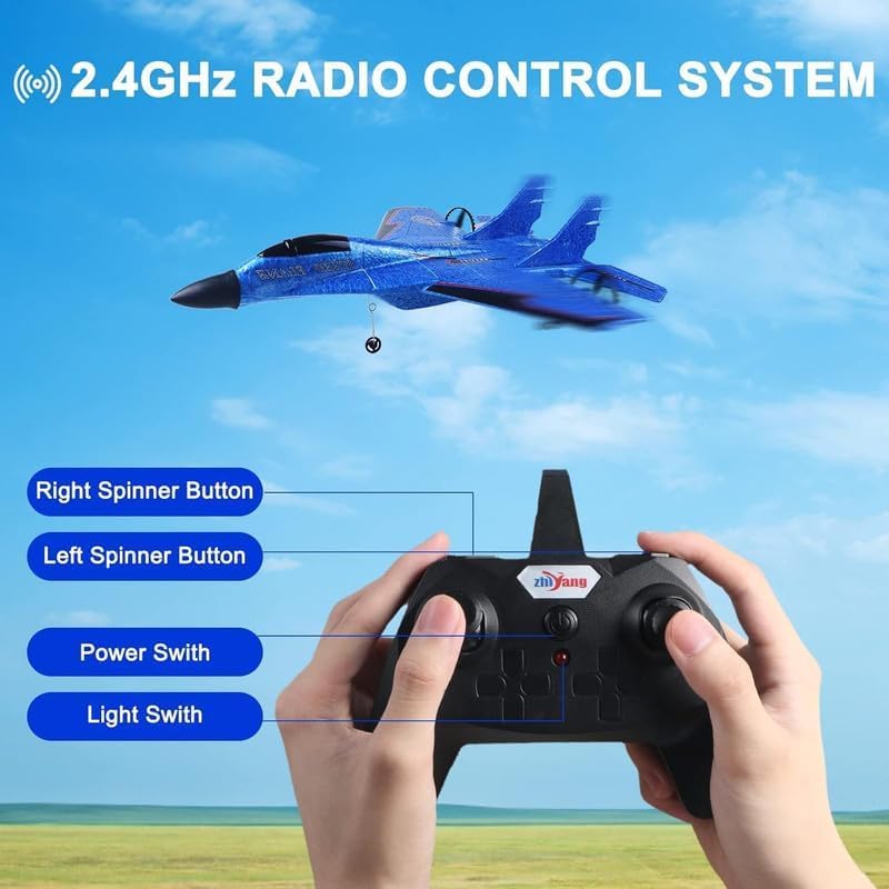 Amitasha RC Airplane Jet Epp Foam RC Aircraft, Remote Control Airplane for Kids & Adults, RC Glider Automatic Balance Gyro Foam Plane with Night Light, Stunt RC Airplane Gift for Boys - Image 4 thumbnail