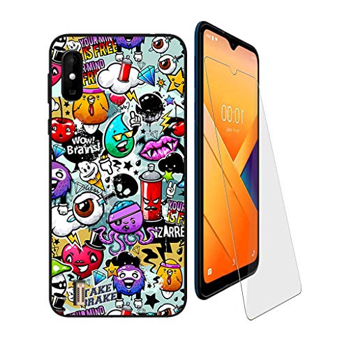 CXKJ Coque pour Wiko Y81 (6.2 Pouce) + Verre trempé Protection écran, Ultra Fin Silicone TPU Bumper Noir Housse Etui de Protection Antichoc Cover Case,9H...