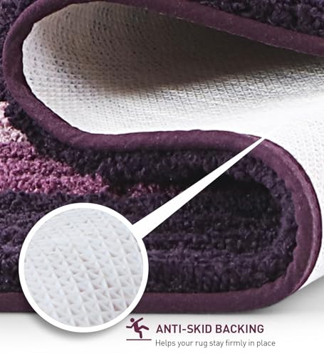 Image of Obsessions Soft & Plush Bath Mat | Quick Dry, Stain & Skid Resistant | Luxuriously Soft, Long Lasting Color | TPR Latex Backing, Size 50x80 cm, Mauve & Plum