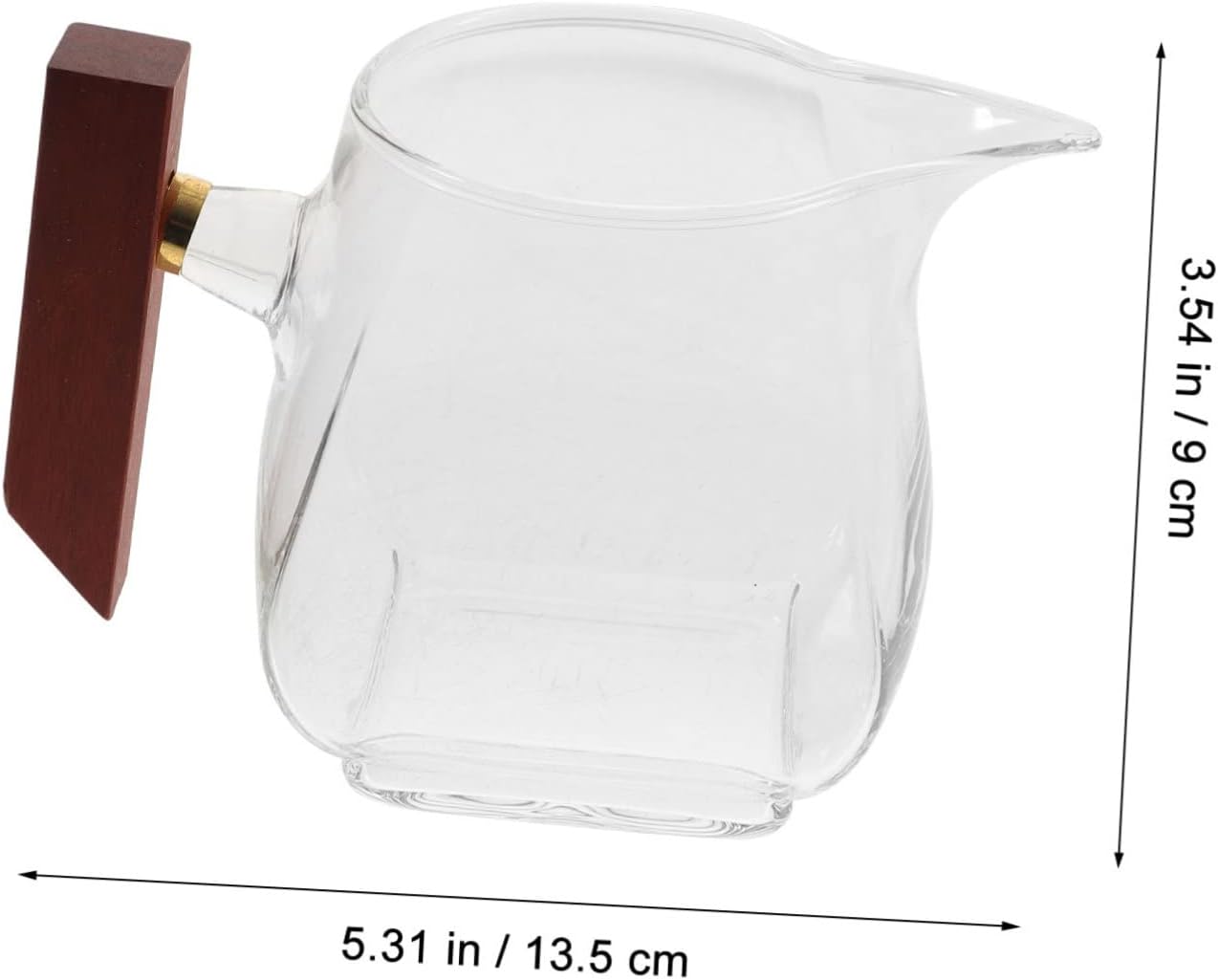 Glass Gravy Boat for Dripless Serving with Wooden Handle