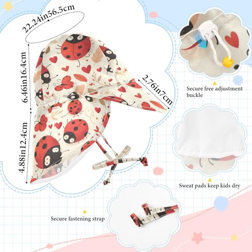 Infant Toddler & Kids Beach Hat Baby Boys' Hat Baby Girls UPF 50+ Large Brim Beach Essentials Happy Heart Distinctive4