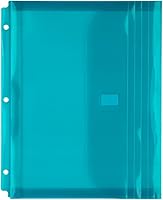 Vista 11 de JAM PAPER Sobres de plástico de 3 agujeros con cierre de gancho y bucle, folleto de cartas, 9 1/2 x 11 1/2 con expansión de 1 pulgada, color verde