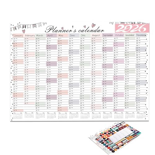 Skrivbordsväggplanerare: skrivbar månatlig block, familjeplanering med månatliga rutnät, klassrumskontor programmeringssidor, enkla att hänga ark med förstärkta hål