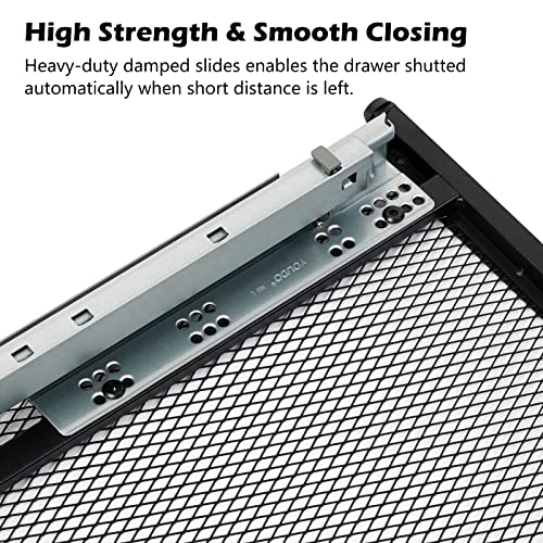 Topsky 2 Drawers Wood Lateral File Cabinet For Letter Size/A4/Legal File Full Extension Soft Close Concealed Slide (Black) #TOP4