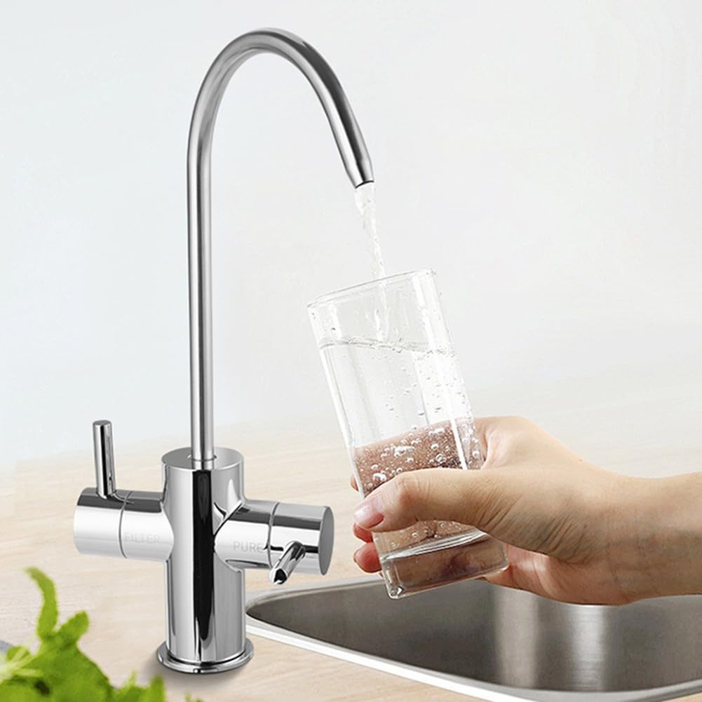 Rubinetto girevole per camper, rubinetto singolo per acqua fredda o calda e fredda, per camper, bagno, cucina, rimorchio, barca, finitura cromata, corpo in ABS con acciaio inossidabile Ou