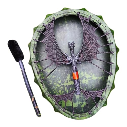 Música de tambor chamán, artesanías, regalos de decoración del hogar. (Color : Green, Size : About 25 * 25 * 4cm)