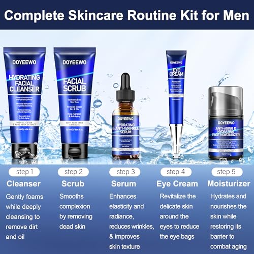 Skin Care for Men,Hydrate,Firm,Anti-Aging & Wrinkle Mens Facial Face Skin Care Routine Kit Set,Christmas Gifts Stocking Stuffers Secret Santa Gift for Men Him Dad Boyfriend Husband Birthday Valentines - Image 4