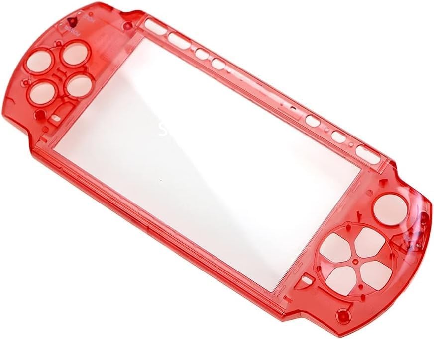 Warley Clear Front Faceplate Shell Case Proctector Cover for PSP3000 PSP 3000 Transparent Top Case (Clear Red)
