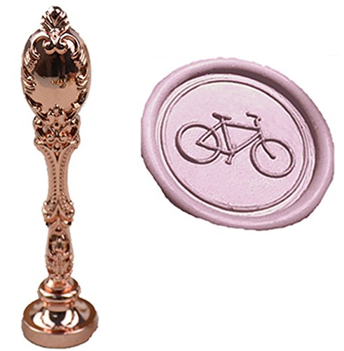 MNYR Bike Rose Gold Wax Seal Sealing Stamp Wedding Invitations Vintage Metal Peacock Handle Wax Sticks Candles Melting Spoon Gift Wood Box Set
