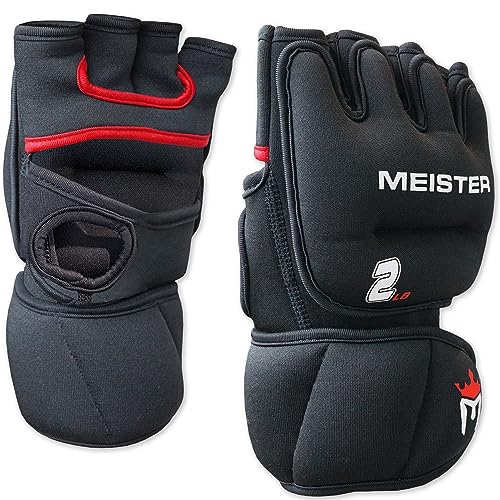 Meister Neoprenowe rękawice obciążeniowe 0,9 kg do cardio i ciężkich dłoni (para) - 0,9 kg x 2 - czarne/czerwone