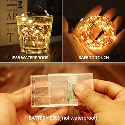 innolife Fairy Lights Battery Operated with Timer, 12M 120 LED String Lights Battery Powered 39ft Copper Wire Fairy Lights for Bedroom Wedding Christmas Indoor Decoration, Warm White