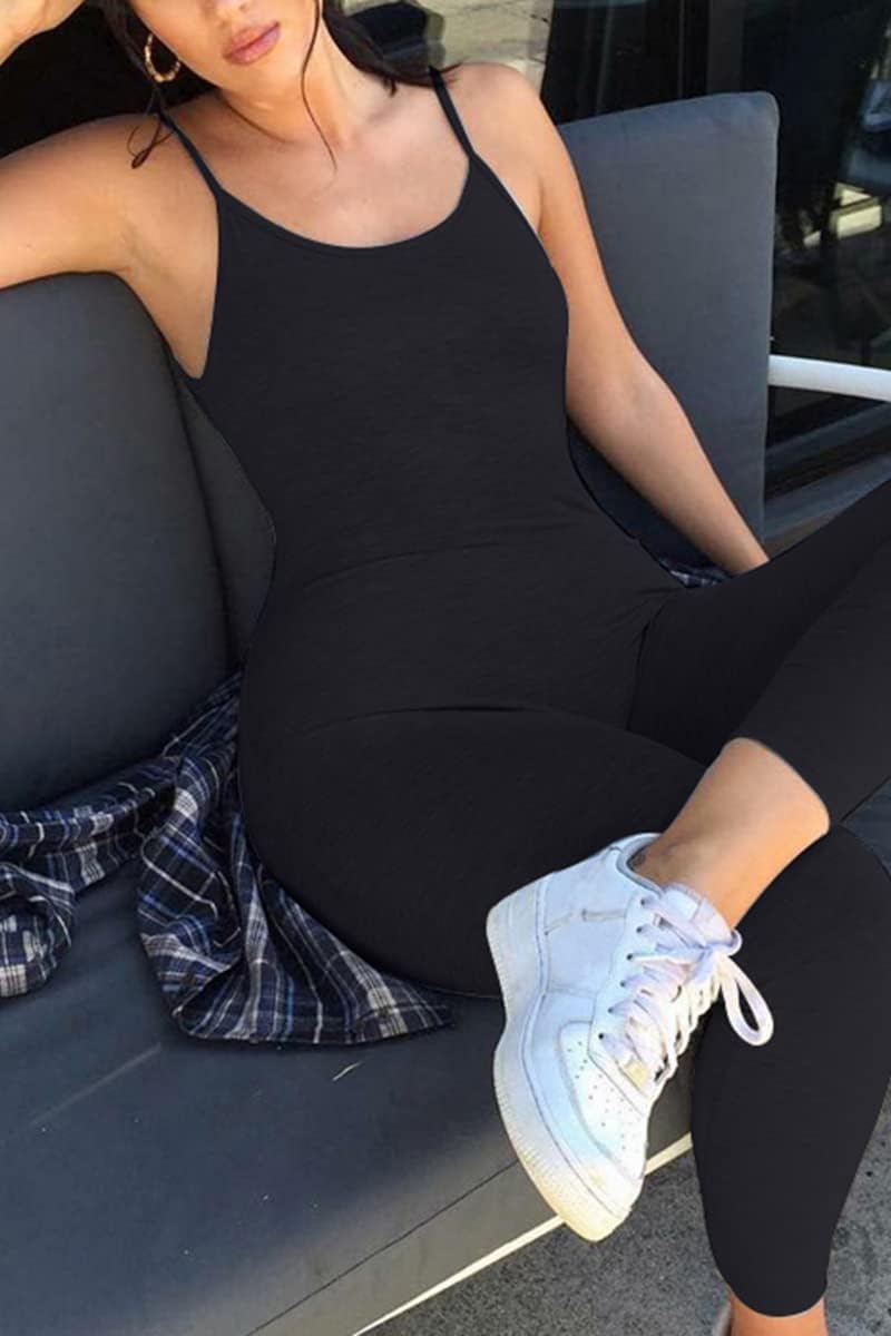 Women's Sleeveless Spaghetti Strap Bodycon Tank One Piece Jumpsuits Rompers Playsuit - Image 5