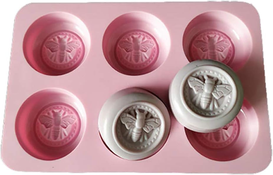 6-Cavity Cute 3D Bee Honeycomb Silicone Mold for Baking Fondant Chocolate CandyCake Soap Lotion Bar Bath Bomb Resin Decor Tool