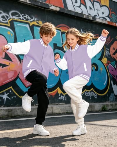 Image of Cromoncent Kids Varsity Baseball Jacket Colorblock Bomber Coat Unisex Boys Girls School Outwear, 18 Months - 14 Years