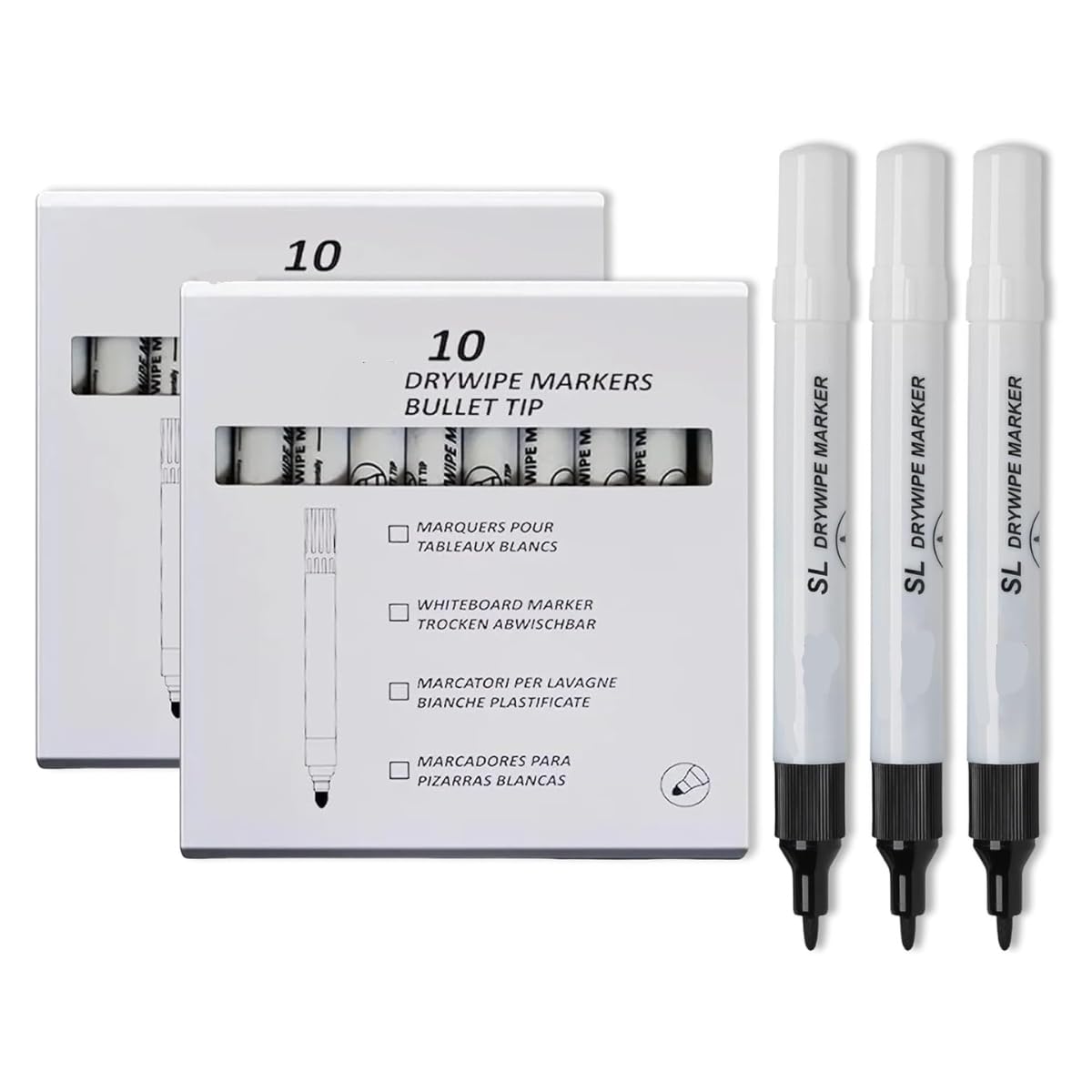 TB1 Products 100 Black Dry Wipe Whiteboard Markers | 10 Pens per Pack – Total 100 | Quick-Dry Fine Tip Erasable Pens for Whiteboards, Glass, Office, Classroom & Home Use