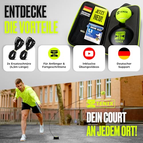 Tennis Trainingsgerät Tenix Tennis-Trainer Set mit Power-Grip-System