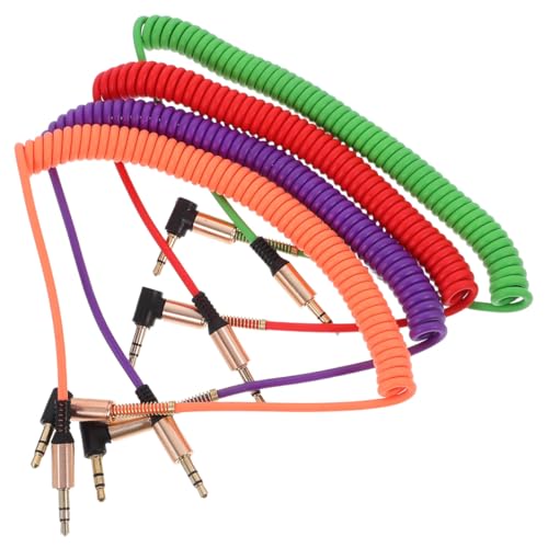 Cable de audio auxiliar 3.5 mm doble 4-pack enrollado miniatura 1