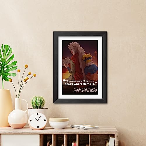 Image of TenorArts Jiraiya Poster Naruto Anime Quotes Laminated Photo Frame Painting with Matt Finish Black Textures (12 inches x 9inches)