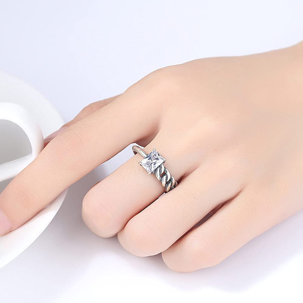 Einstellbarer offener Fingerring von Frauen - Destgiertes, gewebter Schnur stapelbarer Daumenring, Jubiläum CZ Simuliertes Diamond Statement Joint Ring, Unise