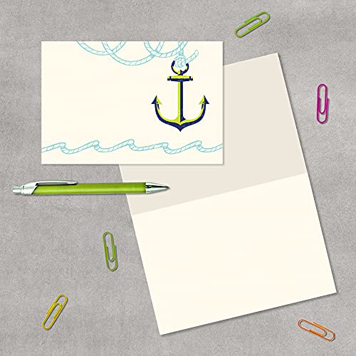 Designer Greetings Blank Note Cards, Anchors Aweigh Nautical Design (14 Blank Any Occasion Cards Or Thank You Cards With 15 Envelopes) (622-00253-000) #TOP4