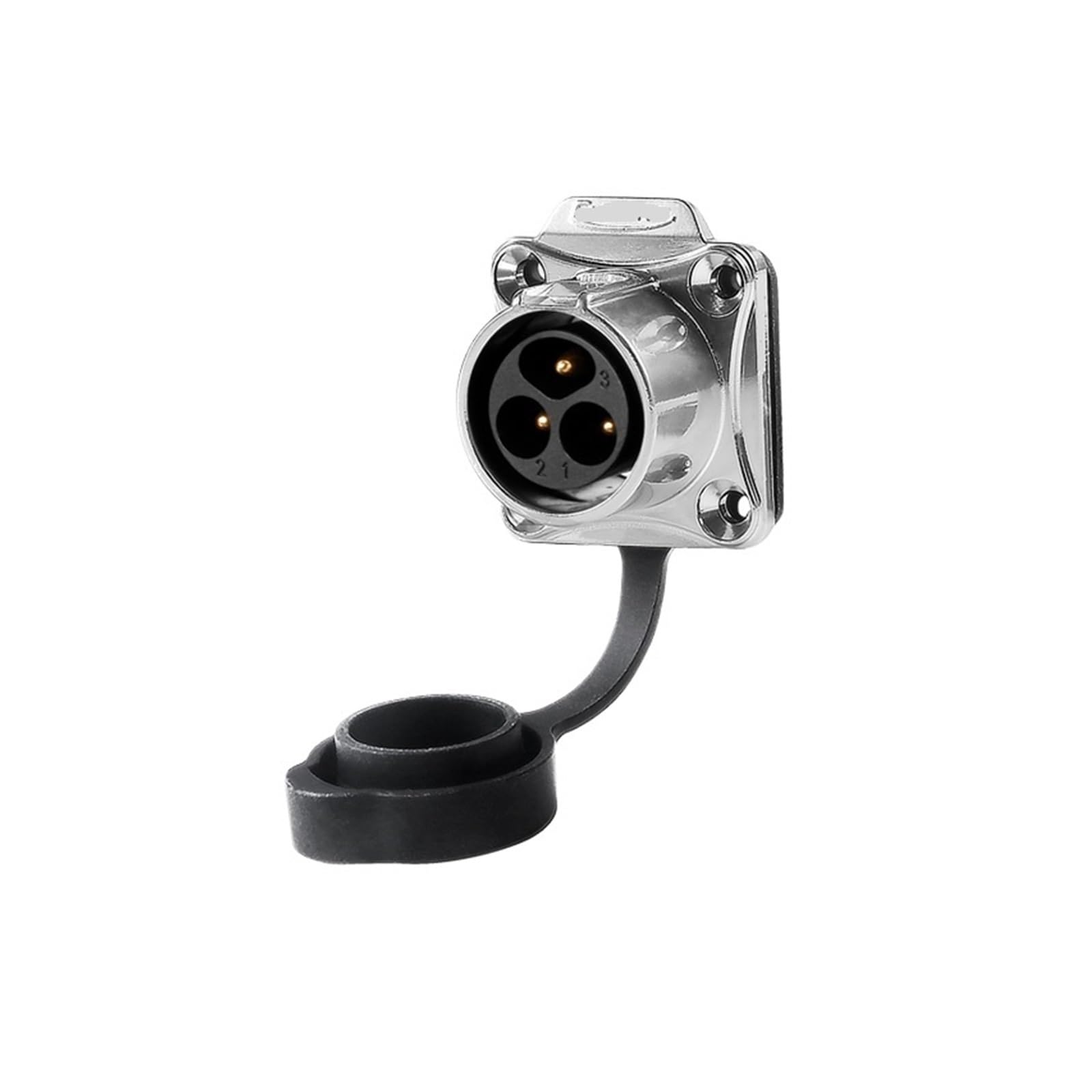 Conector aviación LP-20 macho hembra de 3 pines con brida de 4 orificios