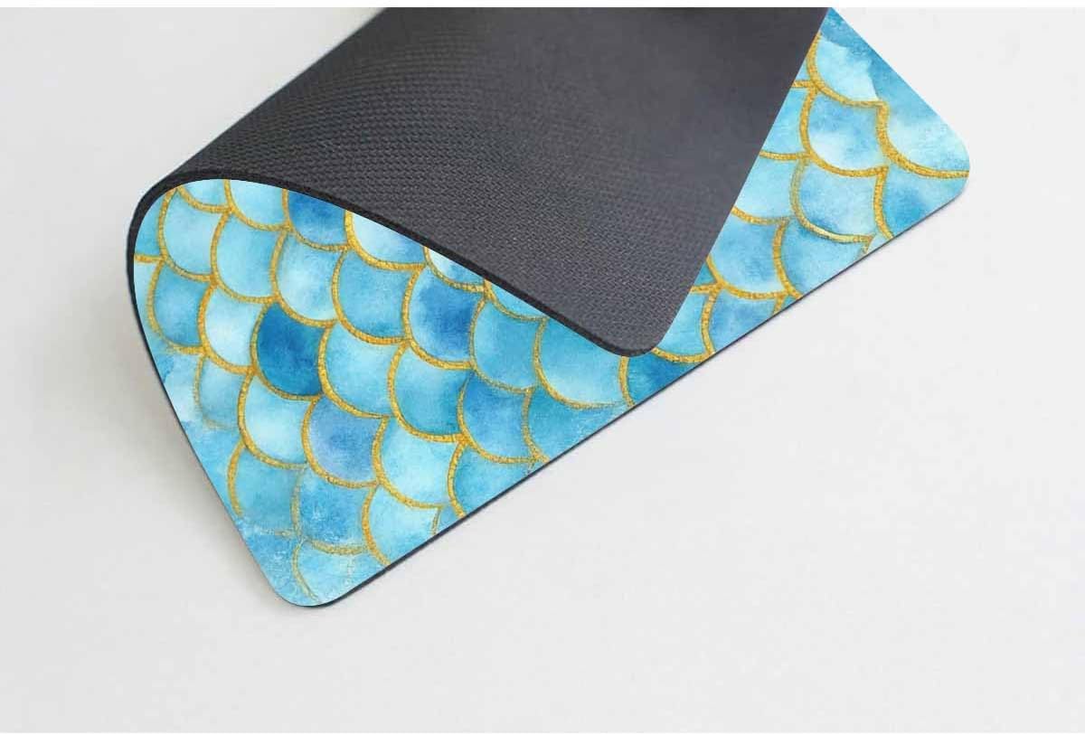 Mermaid Scales Mouse pad,Blue Watercolor Fish Scales Rectangle Non-Slip Rubber Mousepad 9.5 X 7.9 Inch (240mmX200mmX3mm) image 2