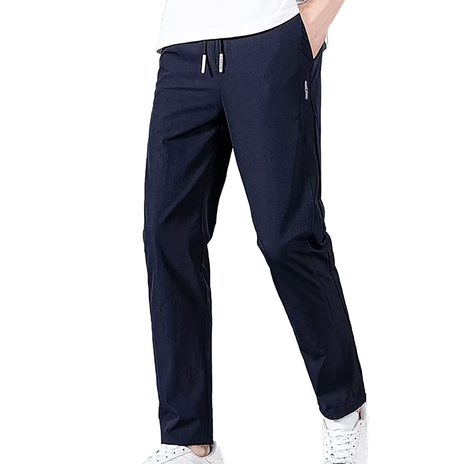 Gefomuofe Pantalon En Soie Glacée Pour Homme - Couleur Unie