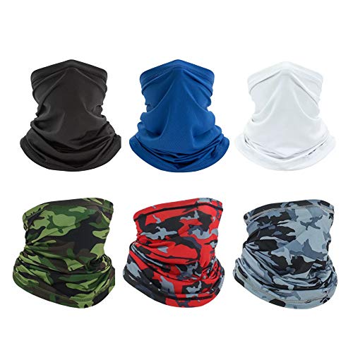Showyoo 6 Piezas Elastica Pañuelos Cabeza Multifunción Bufanda Bandana Pañuelos, Bragas de Cabeza Turbante Magico Pasamontañas Tubo UV Pulsera Mascarilla para Hombre Mujer Unisex para Moto Ciclismo