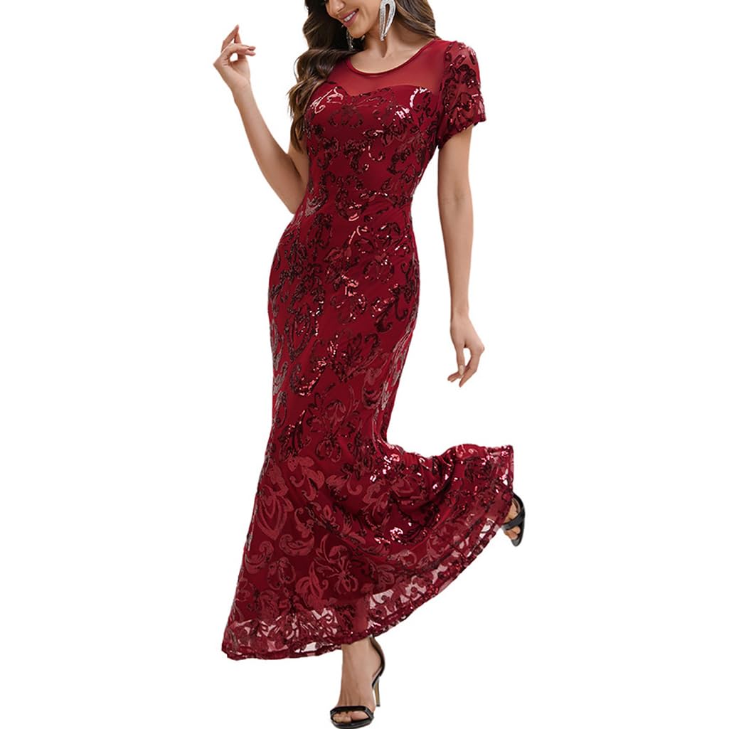 Kobieca sukienka koktajlowa Elegancka, błyszcząca, wieczorowa sukienka w stylu vintage na karnawał/Halloween/imprezę/Boże Narodzenie