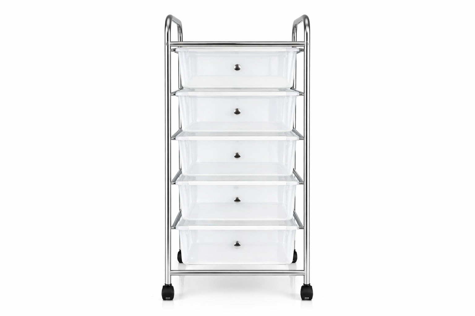 HERSIG Cajonera Plastico Metal Blanco 5 Alturas con Ruedas