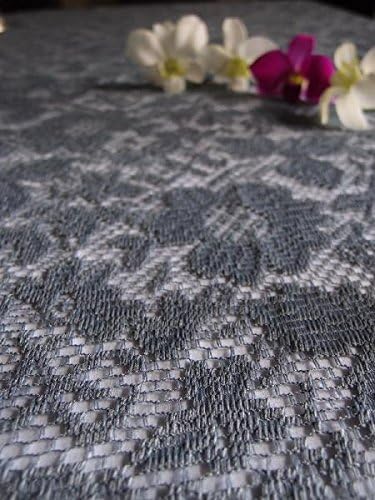 POSHNPRETTY 54-Inch Gray Floral Lace Crochet Square Tablecloth Overlay Table Cover