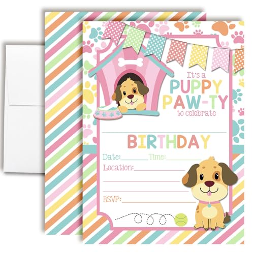 Invitaciones de cumpleaños para niñas AmandaCreation de 12x17 cm con 20 sobres blancos