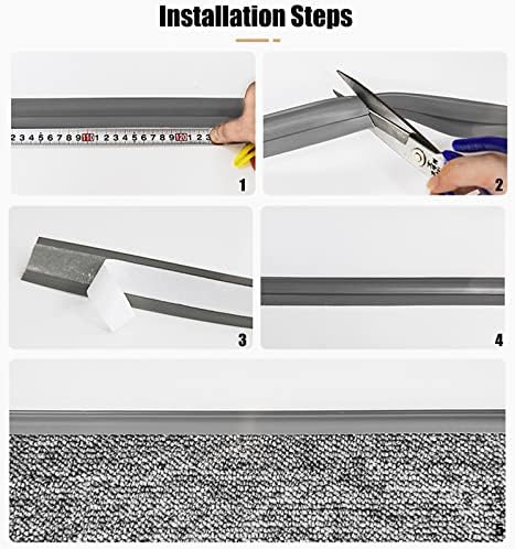 Self-Adhesive Flexible PVC Carpet Edge Trim - Durable Floor Transition Strips for Smooth Edging - 5 to 82 Ft Length in Grey - 1pc (2200cm)