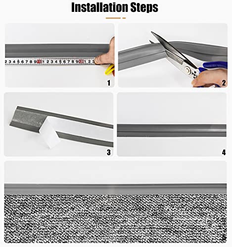 Moulure autocollante grise pour harmoniser la transition entre tapis et parquet du salon - 5
