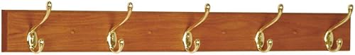 Wooden Mallet Perchero con gancho de 5 níquel de 36 pulgadas, roble medio