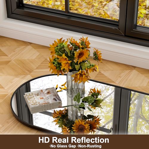 Image of 21 inch x 64 inchArched Full Length Mirror - Wall Mounted Floor Mirror- Aluminum Alloy Frame Full Body Mirror for Bathroom Living Room Bedroom and Entryway Black