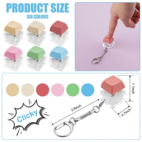 6pz Portachiavi Fidget Tastiera, Rimovibile Clip