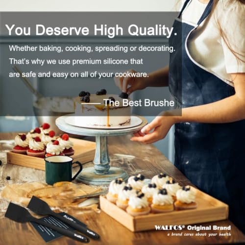 Image of Walfos 600F Heat Resistant Silicone Basting Brushes BPA Free Pastry Brush, Spread Oil Butter Sauce for BBQ Grill Baking Kitchen Cooking, Dishwasher Safe (2 SIZE) (Pack of 2)