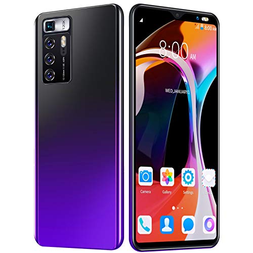 Smartphone 5,5"Ultradünne Android7.0 Quad-Core 1GB + 4GB GSM WiFi Dual-SIM-Dual-Kamera TF Card Slots intelligentes Mobiltelefon 5G (Lila)
