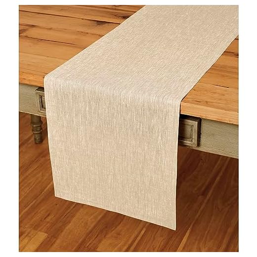 Solino Home Linen Champagne Beige Table Runner 120 Inches Long - Athena, 100% Pure Linen Dining Table Runner 14 x 120 Inch for Fall, Autumn, Thanksgiving, Christmas