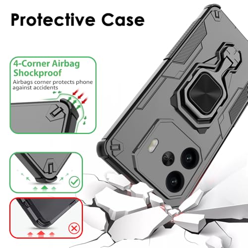 Image of TheGiftKart Tough Armor Bumper Back Case Cover for iQOO Neo 10R 5G | Ring Holder & Kickstand in-Built | 360 Degree Protection Back Case Cover for iQOO Neo 10R 5G (PC & TPU, Black)