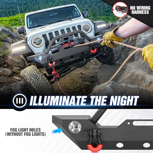 Image of for Wrangler JK JL & Gladiator JT Front Bumper Compatible with 2007-2026 Jeep Wrangler JK JL JKU JLU Unlimited & Gladiator JT 2 /4 Doors with Winch Plate, Bull Bar, D-rings, OE Fog Light Holes