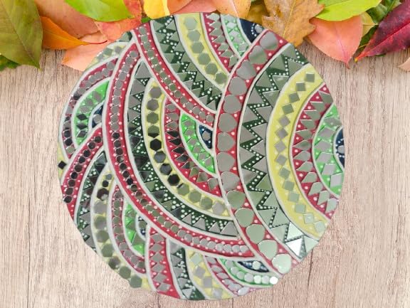 Mosaic Art Round Decorative Wall Plate, Multicolour | Floral Pattern, Mirror Tile Work, Wall or Table Display, Mandala Design, Artisan Crafted-image-32