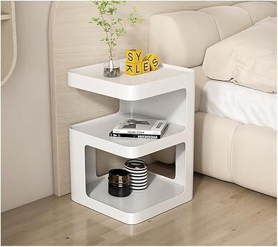 KITCISSL Bed Side Tables Bedroom Night Stand Luxury End Table with Storage for Living Room, Nightstand Small Coffee Table Simple Iron End Table Sofa Side Table for Balcony Office Color B White